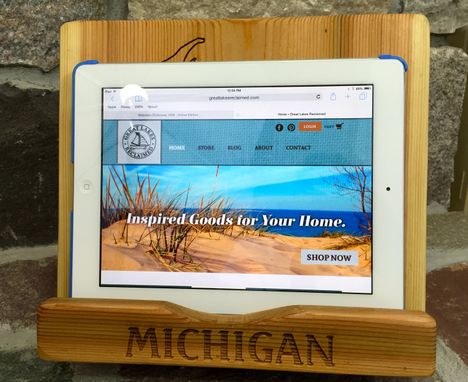 Custom Made Ipad Stand, Cookbook Holder, Laser Engraved, Personalized,  Rustic Red Cedar