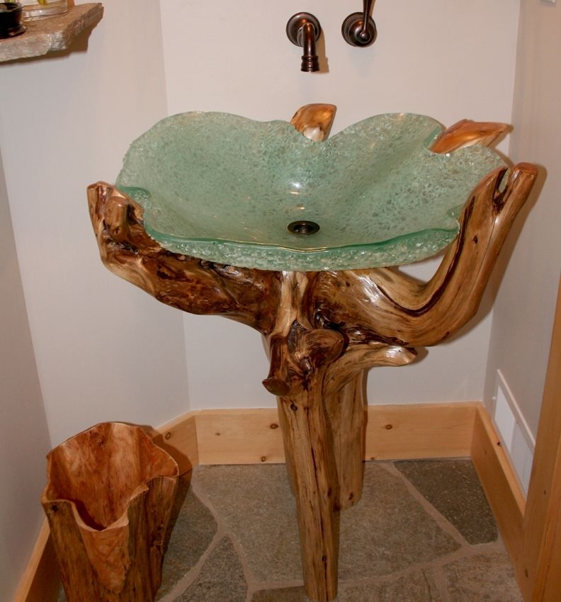 Hand Made Slump Glass Powder Room Bathroom Sink By Symmetree Design Custommade Com - Custom Made Bathroom Sink Tops