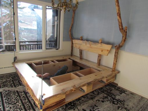 Custom Made Rocky Mountain Beetle Kill Pine Platfrom Bed With Drawers