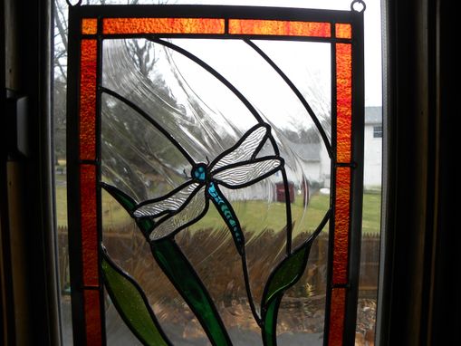 Custom Made Stained Glass Window Of Dragonfly