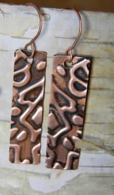 Custom Made Tall Copper Embossed Earrings