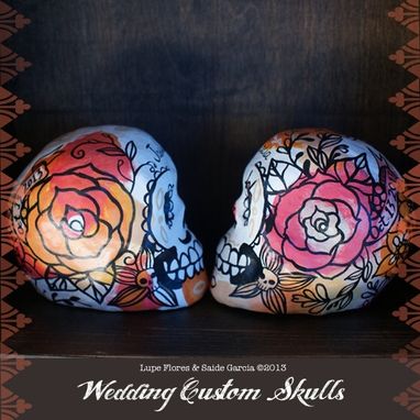 Custom Made Custom Paper Mache Skulls Day Of The Dead Wedding Cake Toppers