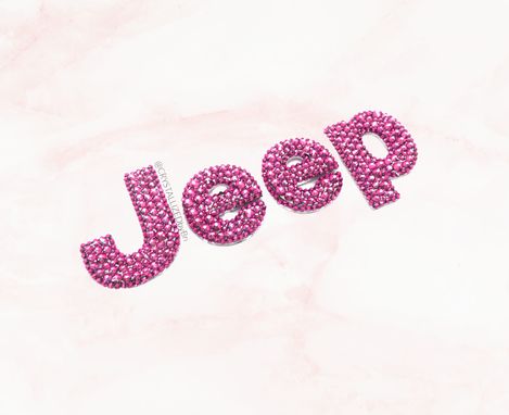 Custom Made Pink Jeep Crystallized Car Emblem Letters Bling Genuine European Crystals Bedazzled