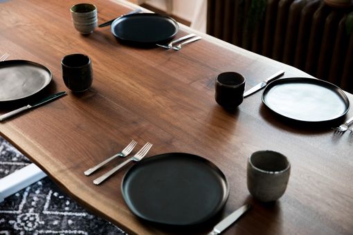 Custom Made "Black & White" Black Walnut Live Edge Dining Table