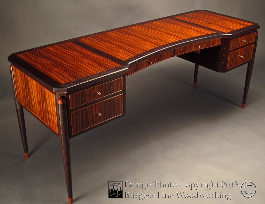 Custom Elegant Executive Desk In Rosewood And Wenge by Burgess Fine