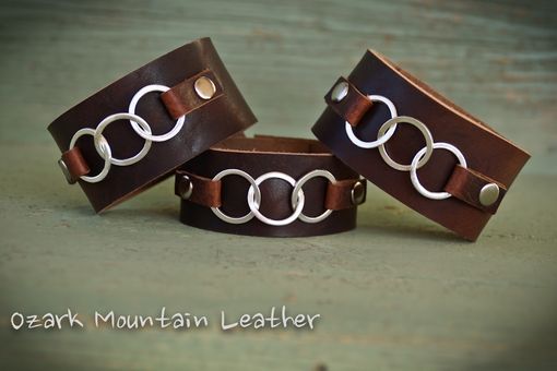 Custom Made Leather And Sterling Cuff Bracelet For Man Or Woman