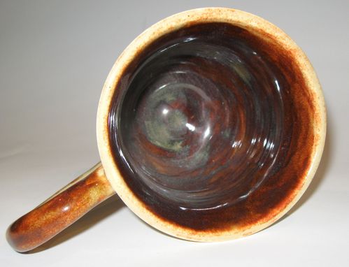 Custom Made Two Stoneware Mugs In Earthy Colors Of Chocolate & Vanilla For Your Morning Coffee Or Cocoa