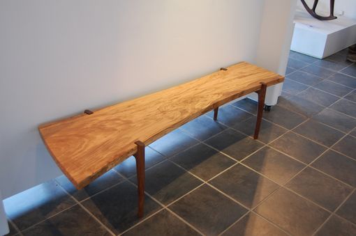 Custom Made Olive Wood And Walnut Table/Bench