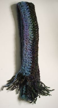 Custom Made Long Crochet Stripe Scarf With Fringe