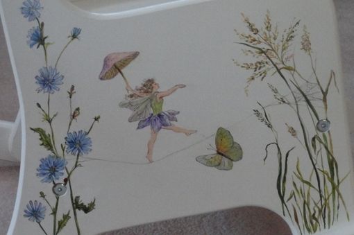 Custom Made Children's Rocking Chair Painted With Flower Fairies, Wild Flowers & Butterflies