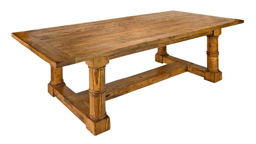Custom Made Reclaimed Wood Stretcher Dining Table