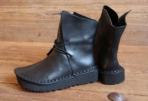 Custom Made Handmade Black Women Leather Boots,Oxford Retro Women Shoes