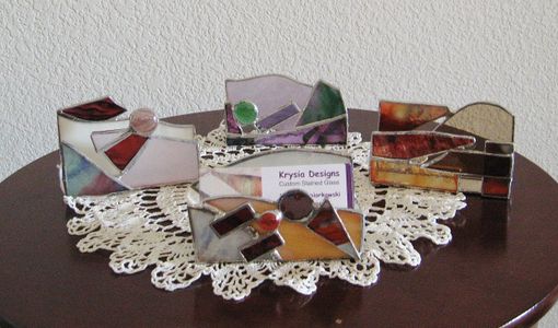 Custom Made Stained Glass Buisness Card Holders For Home And Office