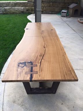 Custom Made Single Slab Live Edge Dining Room Table In White Oak