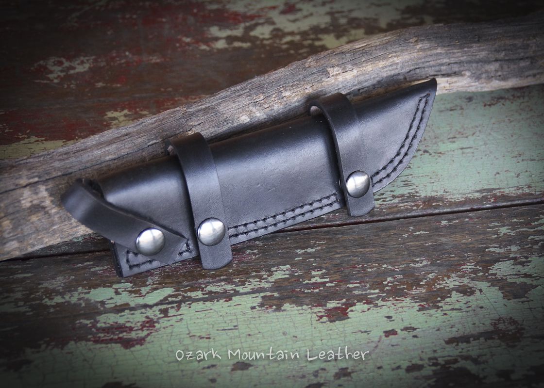 Hand Made Custom Leather Knife Sheath To Be Worn Horizontally On Belt