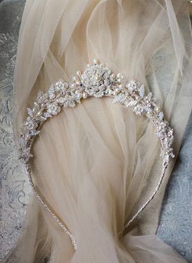 Custom Made Heirloom-Quality Wedding Tiara | Silver Lace & Pearl Bridal Headpiece