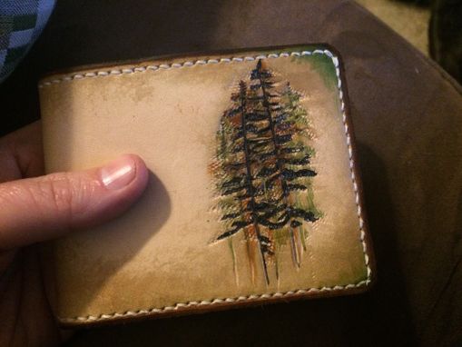 Custom Made Pine Tree Outdoor Rustic Leather Wallet