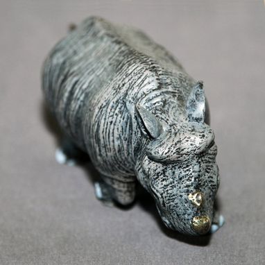 Custom Made Bronze Rhinoceros "Baby Rhinoceros" Rhino Figurine Statue Sculpture Limited Edition Signed Numbered