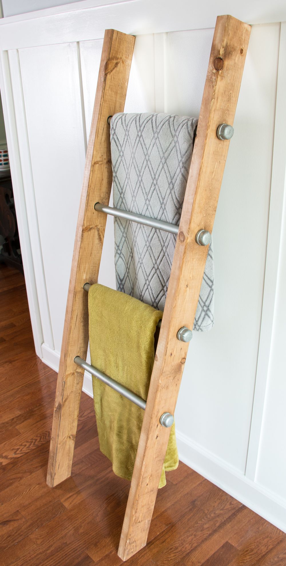 Buy Handmade Wooden Ladder W/ Industrial Pipe Blanket Ladder Quilt