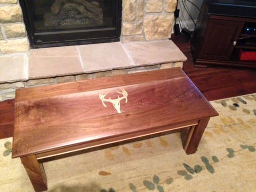 Custom Made Custom Coffee Table- Walnut Coffee Table With Deer Antler Inlay