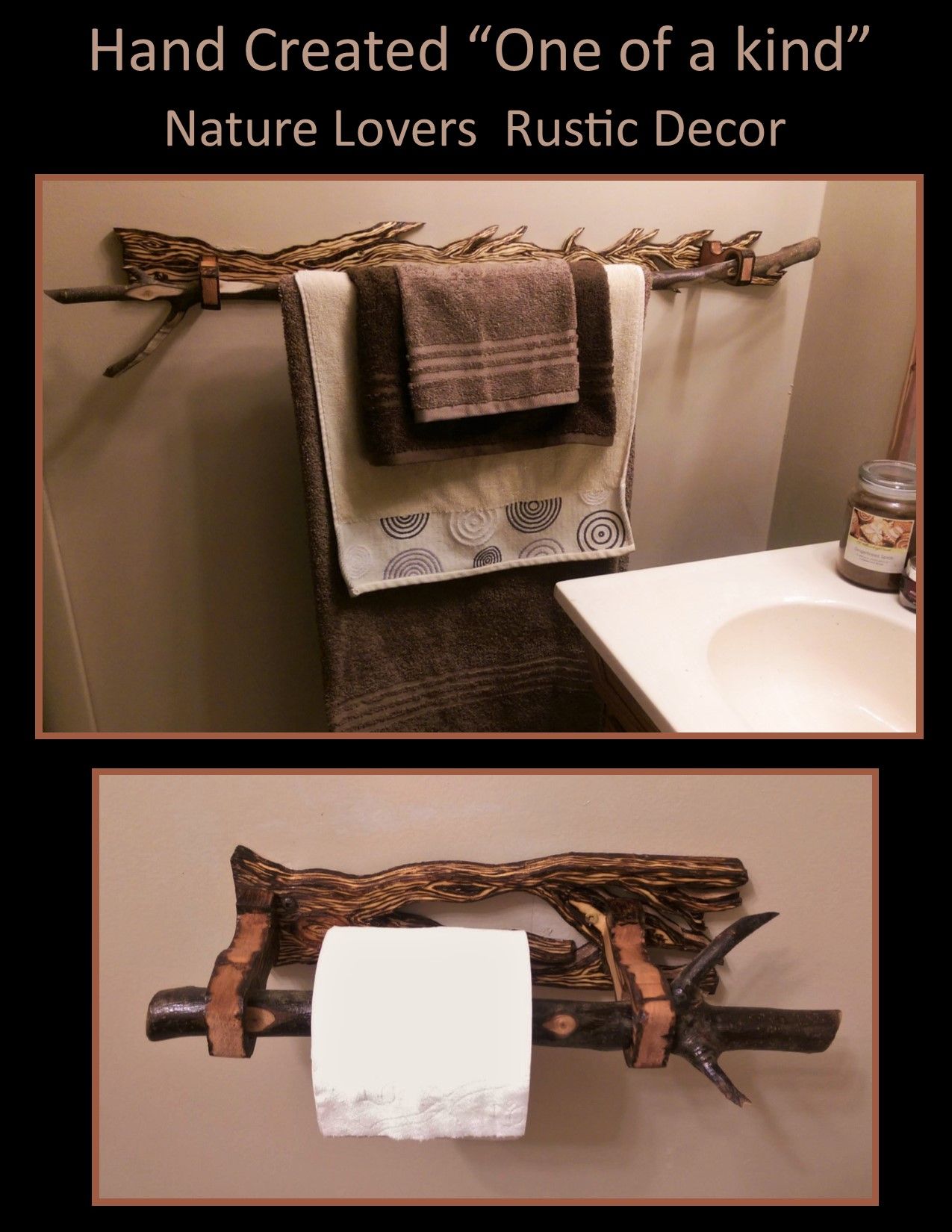 Buy Handmade Rustic Decor,Tree Decor,Towel Holder,,Bathroom Accessories