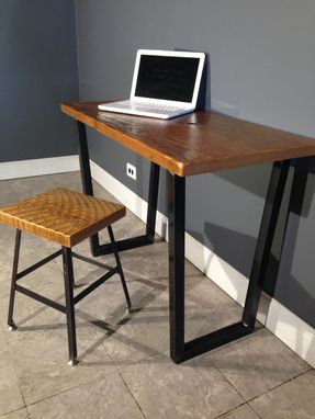 Custom Made Salvaged Urban Wood Computer Desk W/ Brooklyn Style Leg Base & Endurovar Finish
