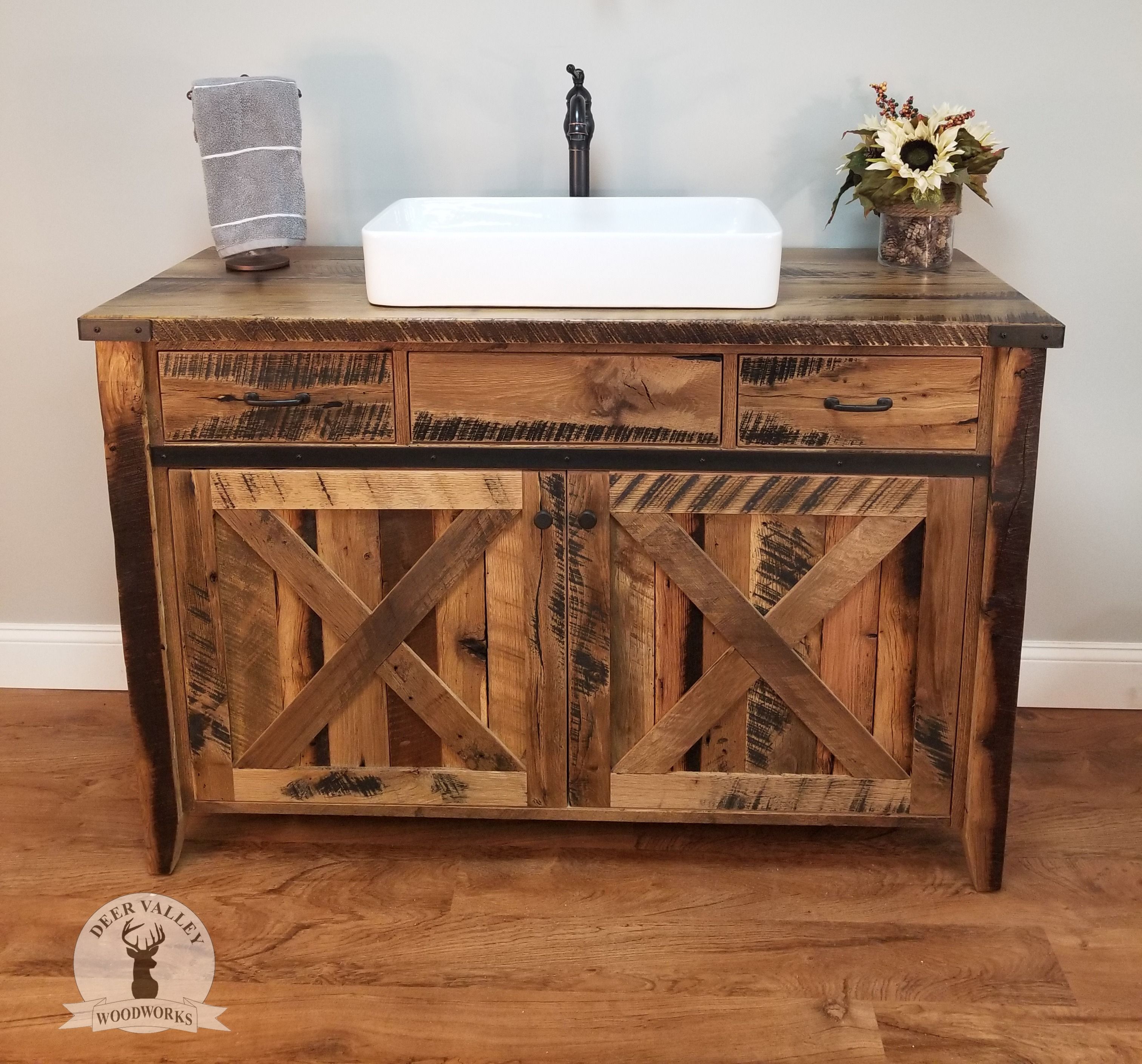 Buy Hand Crafted Reclaimed Bathroom Vanity Barnwood Bathroom Cabinet Made To Order From Deer