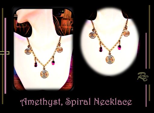 Custom Made Wife Gift, Girlfriend Gift, Mother Gift Necklace, Amethyst, Copper, Sacred Spirals,