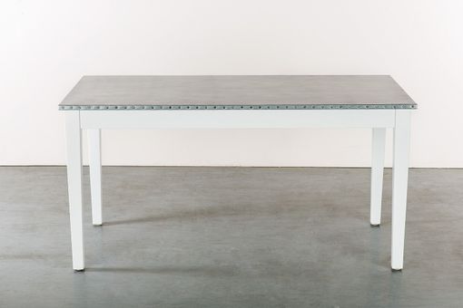 Custom Made Zinc Table  Zinc Dining Table - The Bordeaux Bistro Zinc Top Dining Table -White Finish