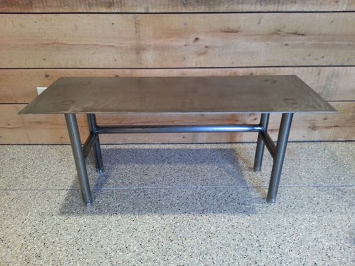 Custom Made Steel Top Coffee Table With Steel Tube Legs