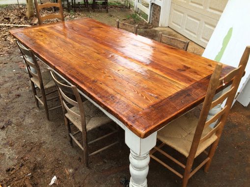 Custom Made 8 Foot Antique Oak Farmhouse Table