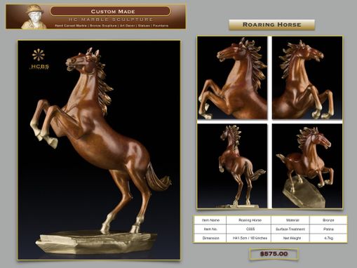Custom Made Bronze Roaring Horse