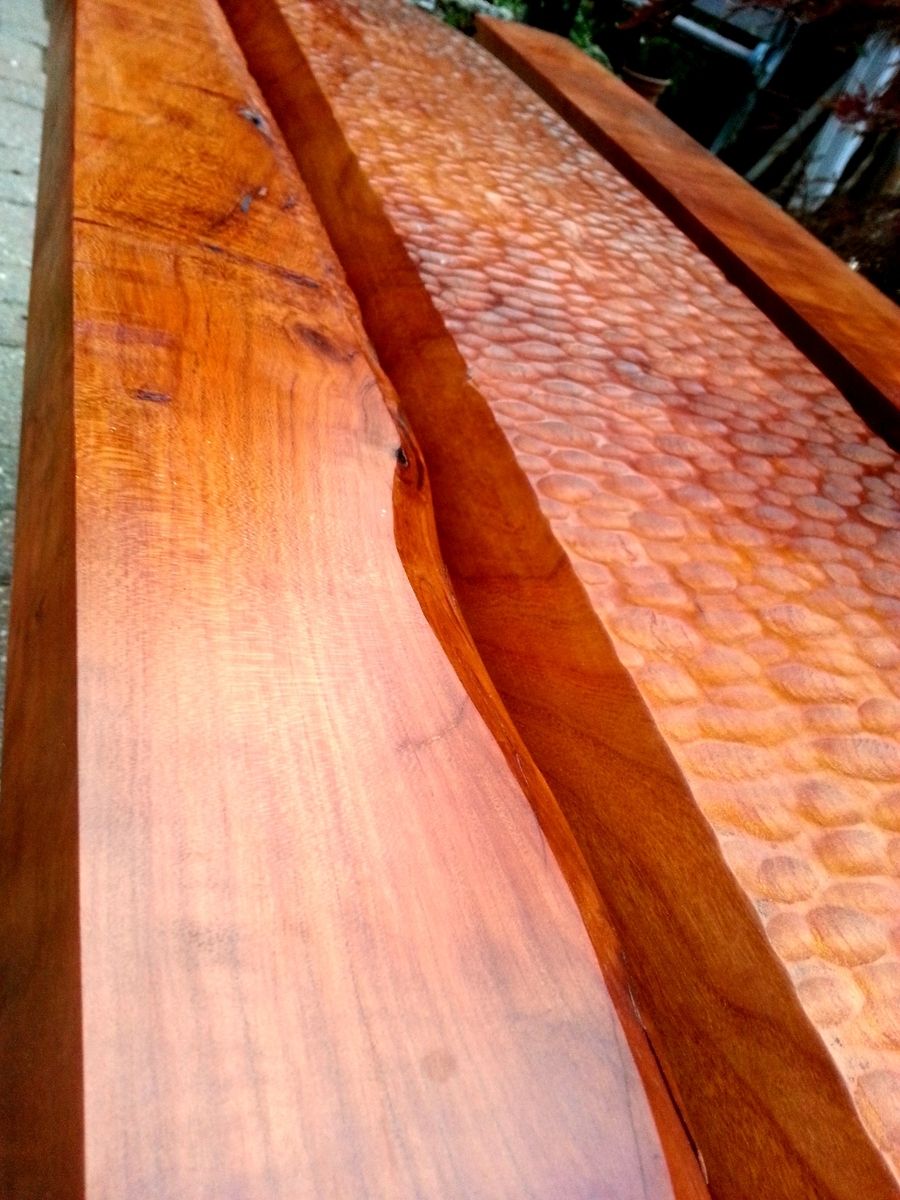 Hand Crafted Hand Carved Dimpled Solid Cherry Furniture. Bench, Stool