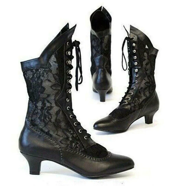 Custom Made Women Victorian Pointed Toe Mid-Calf Boots, Leather Boots Handmade