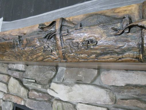 Custom Made Relief Carved Pine Mantle