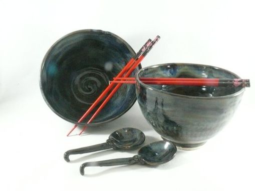 Custom Made Set Of Two: Pho Bowls With Chopsticks, Rice Bowls For Thai Or Japanese Meals
