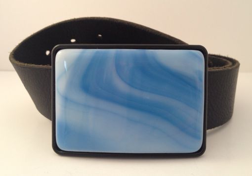 Custom Made Sky Blue Fused Glass Belt Buckle