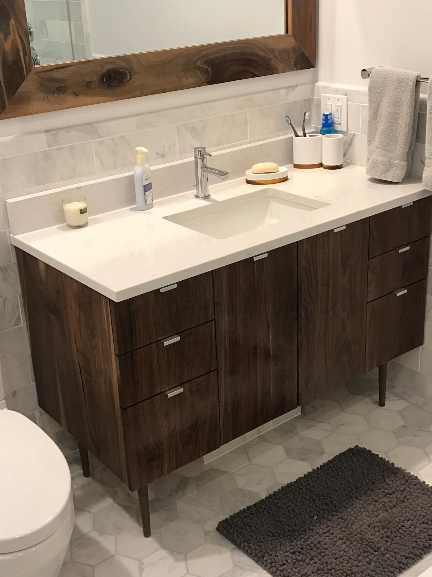 Hand Made Solid Walnut Modern Vanity W/ Hand Turned Legs by Edelman's ...