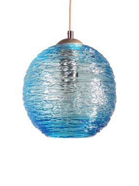 Custom Made Spun Glass Aqua Globe Pendant Light