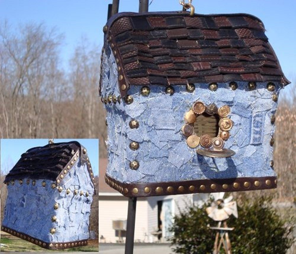 Custom Blue Jean Birdhouses "Hide A Key' Pocket by A 1 Time Design
