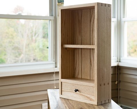 Custom Made Ash Hanging Wall Cabinet And Storage Shelf With Drawer