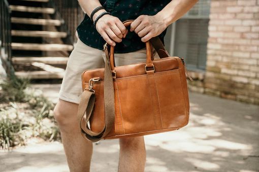 Custom Made Leather Briefcase,Anniversary Gift For Him,Shoulder Bag