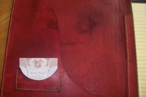 Custom Made Custom Leather Portfolio With 3 Rose Design And Personalization