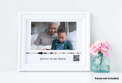 Custom Made Voice Recording Gift, Qr Code Sign, Sympathy Gift, Wood Framed With Photo, Personalized In Memory