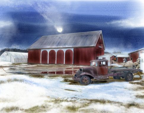 Custom Made Michigan Farm With Antique Truck  Fine Art Print