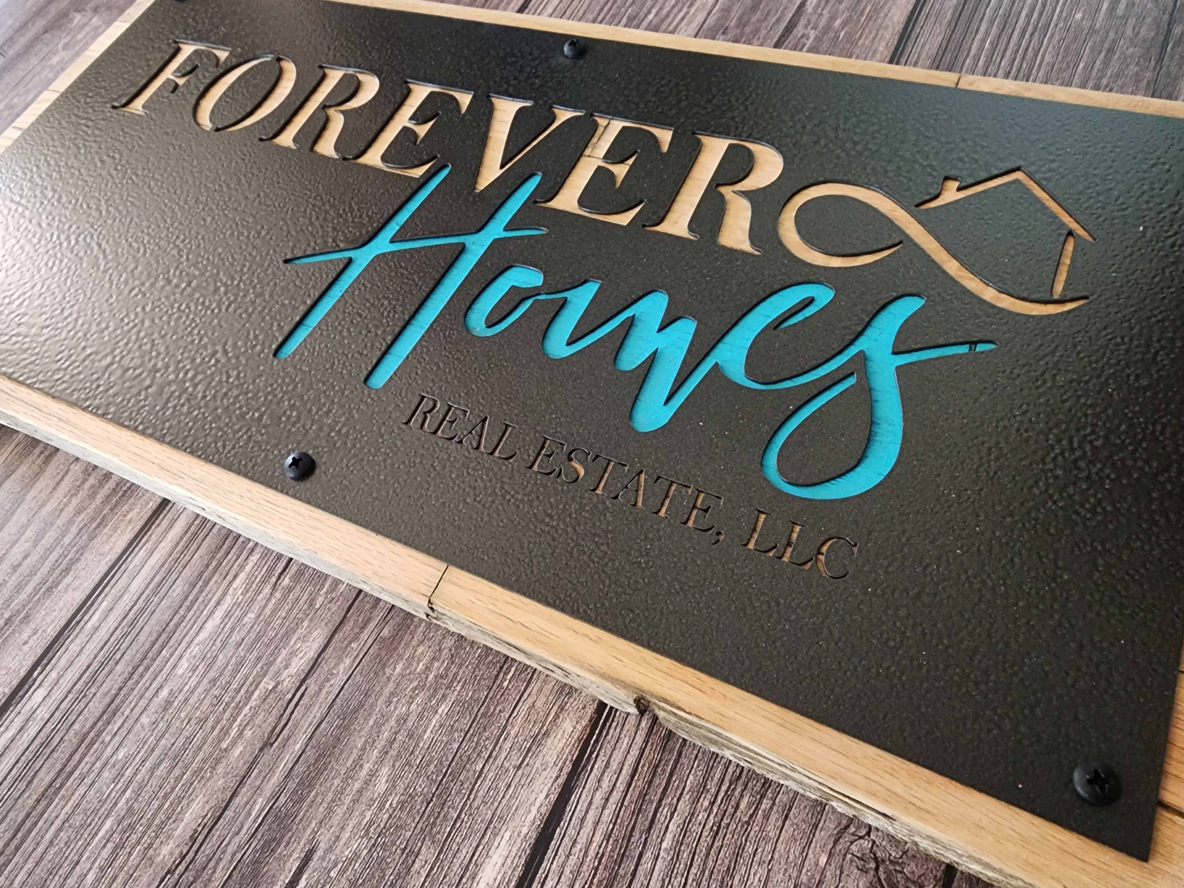 Hand Made Wood And Metal Sign by Designs & Signs