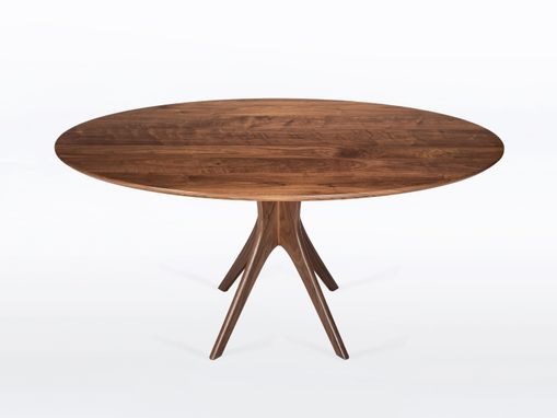 Custom Made Oval Dining Table With Mid Century Modern Pedestal Base "Kapok"