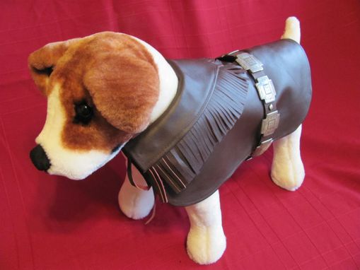 Custom Made Western Distressed Silver Crosses Leather Dog Coat