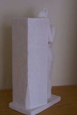 Custom Made Sculpture, Memory, Standing Girl Resting Head On Cube