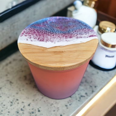 Custom Made Pink And Purple Ocean Canister